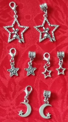 ANTIQUE SILVER CHARM - FAIRY - MOON - STARS - WISH - BELIEVE - DREAM - NIGHT SKY