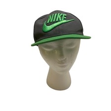 Nike True Gray Neon Green Snapback Embroidered Swoosh Logo Hat Youth Adjustable