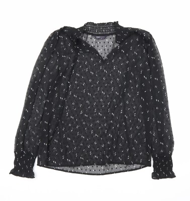 Marks & Spencer Damen Schwarz Polyestermischung Bluse Größe 6 V-Ausschnitt