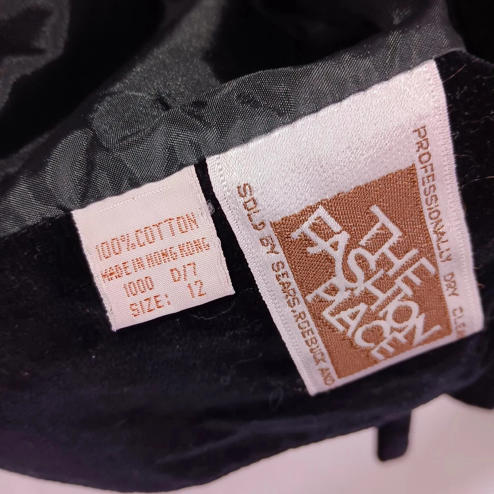 Blazer de terciopelo negro Sears de colección para mujer talla 12 oscuro academia oficina sirena clásico Foto 4 de 4