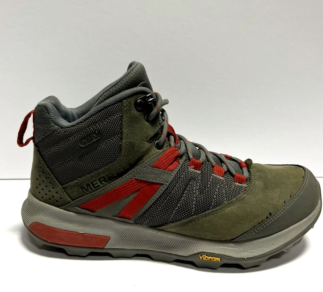 Merrell Men's Zion Mid Hiking Boot Green Leather Size 8 M