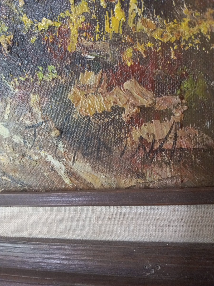 J. Medina Original Forest Oil On Canvas Framed and Signed. 15x 19