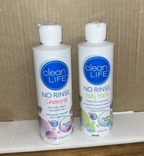 2 Pack Clean Life No Rinse Body Wash  Shampoo 8 fl oz