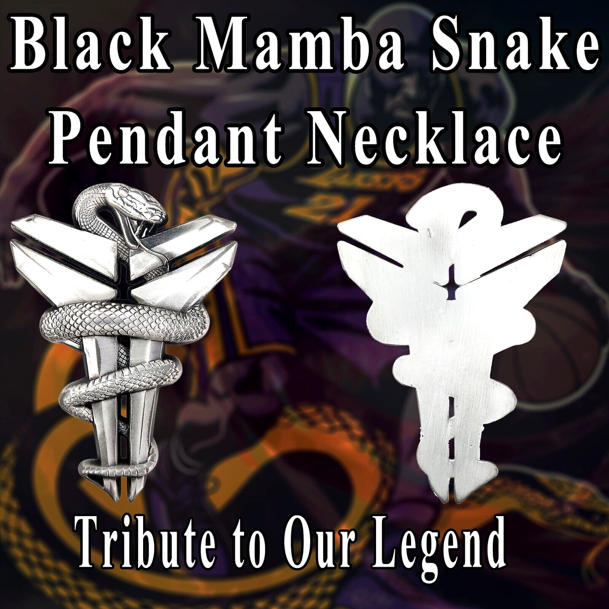 3D Kobe Bryant NBA Legend Classic Logo Pendant Necklace Stainless