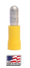 100 YELLOW 12-10 GA. BULLET CONNECTOR MALE VINYL TERMINAL .195 ROUND Made in USA