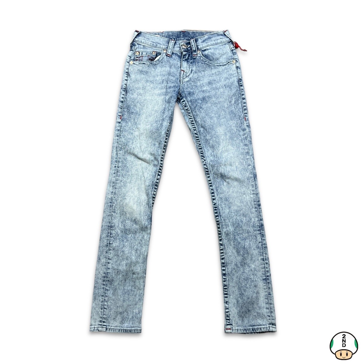True Religion Jeans Mens 28x32 Blue Relaxed Slim Fit Light Acid