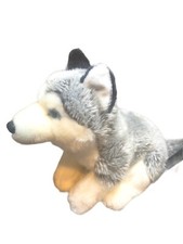 Toys R Us Siberian Husky Dog Stuffed Animal Gray Wolf Plush Realistic 2012
