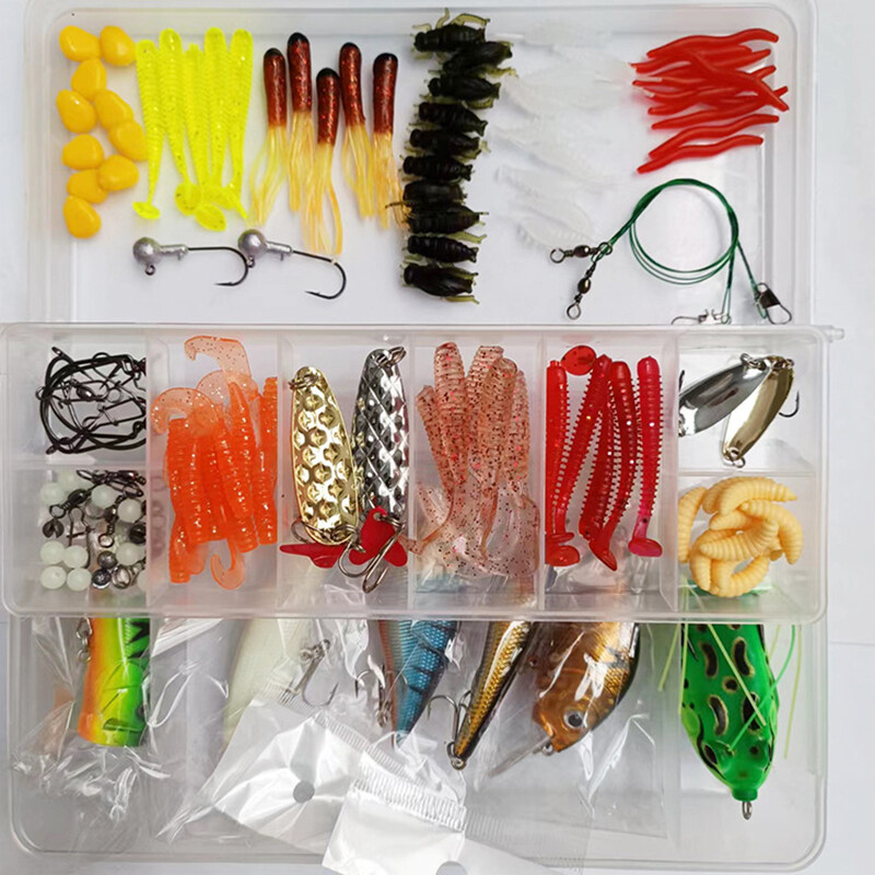 139 Piece Lure Bait Set Hard And Soft Baits With Holographics Glitter