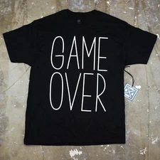 Mens Game Over Simple Minimal Humor Verbage Type Graphic Screen T Shirt New
