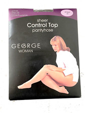 George 4862 Sheer Plus Size Off Black Sandalfoot Control Top Pantyhose - Size 3X