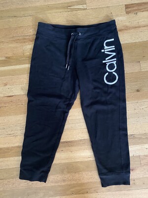 Calvin Klein Performance Womens XL Black Sweatpants Drawstring Joggers  Cropped