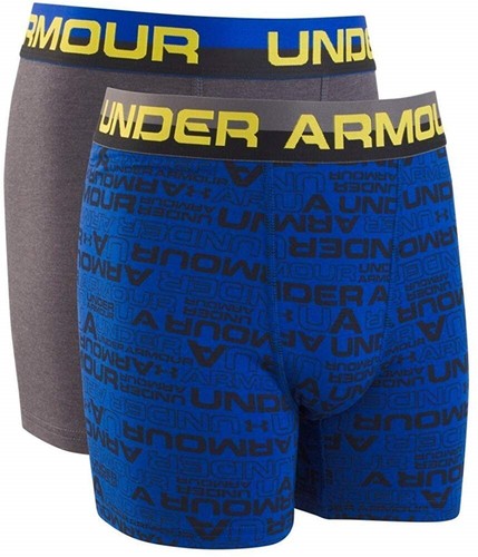 Under Armour 170339 Boys 2-Pack Cotton Boxer Briefs Grey/Navy Size Youth Small - Picture 2 of 2