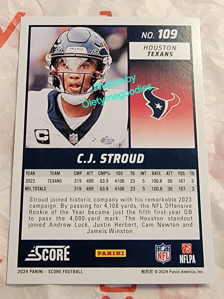 2024 C. J. Stroud No. 109 Base Score Foil Top Card Texans - Image 2 of 4