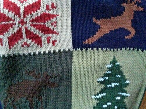 Deer MOOSE PINE TREE Snowflake BOYS Fall Winter PERU COTTON Sweater 7 4/5 CLAVER - Picture 1 of 7
