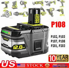 For RYOBI P108 18V One Plus 12.0Ah High Capacity Battery 18Volt Lithium Battery