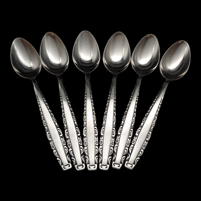 6 Oneida Northland Love Story Teaspoons - 6 1/4'' Stainless Steel Korea