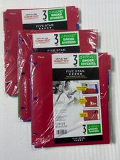 3 Packs Five Star 2 Pocket Binder Dividers 3ct 3 Tabs 9 Total New