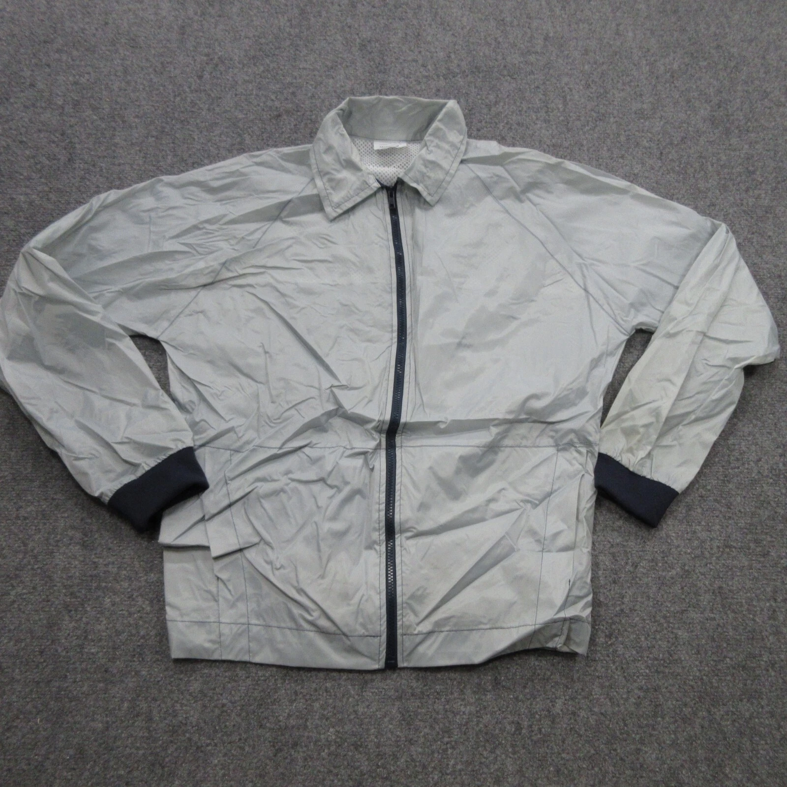 COACH Giacca vintage Matchview uomo grigio medio nylon rete giacca a vento allenatore pista cappotto anni 80