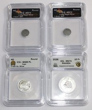 4 Silver Coins - ICG - 2X 1 Gram Lucky Vegas, 1X 1/10oz Train & 1x 1/12oz Ship