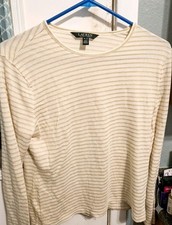Ralph Lauren Petites PL Ivory/Beige Striped C...