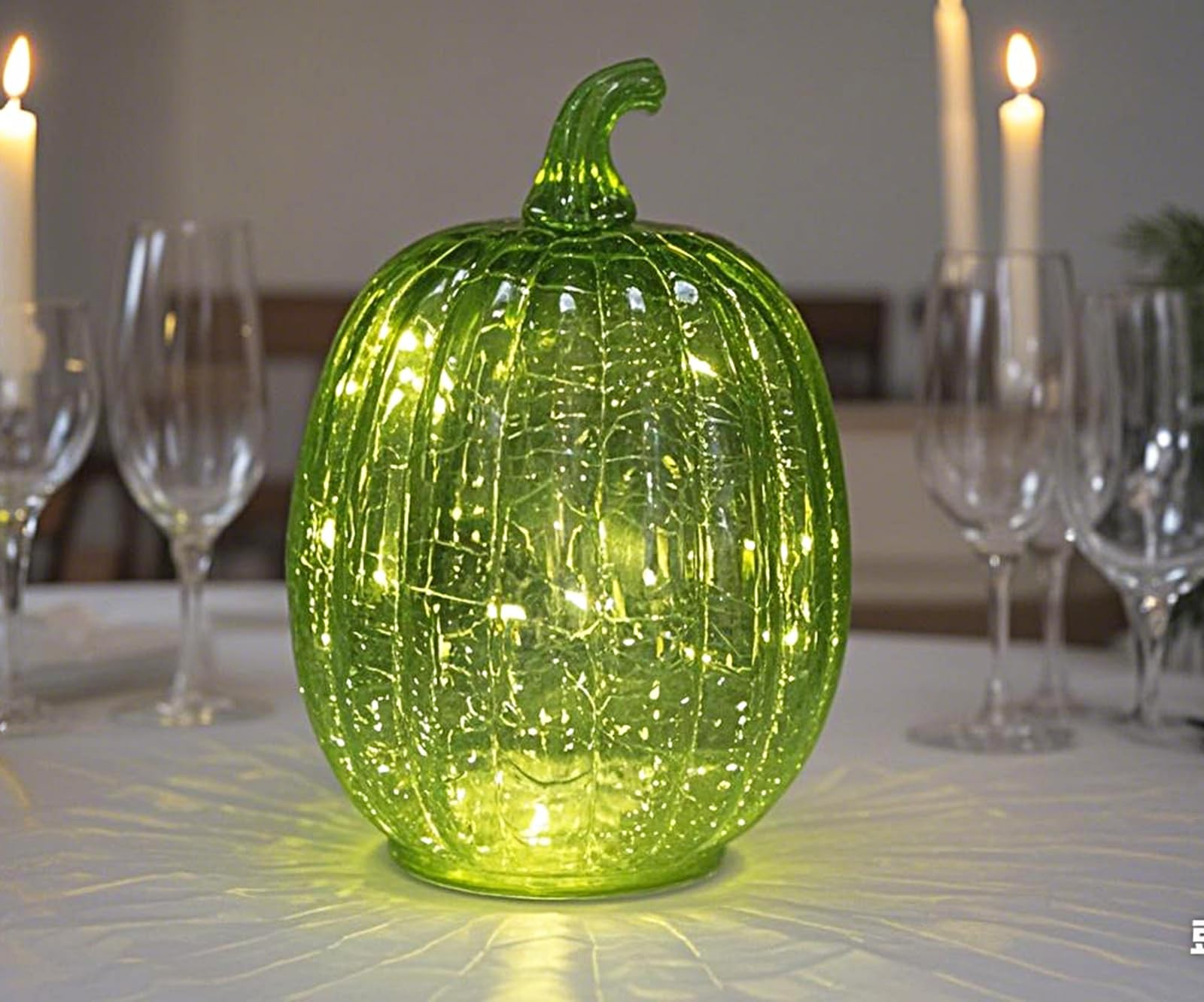 Christmas Decor lamp,Crackle Glass Pumpkin Light with Timer, Battery Operated...