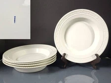(5) KPM KURLAND BONE WHITE RIM SOUP BOWLS 10" DIAMETER