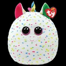 Ty Squish-A-Boo Harmonie White With Multicolor Spots 10" Plush Toy