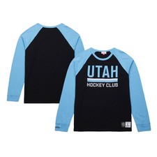 Men's Mitchell & Ness Black/Light Blue Utah Hockey Club Legendary Slub Long