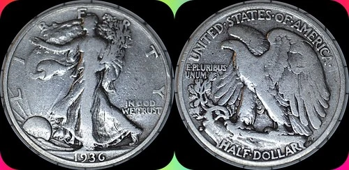 1936 S Walking Liberty Half Dollar Very Nice 90% Silver Coin.