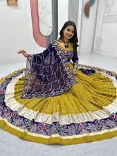 Navratri Pure Cotton Lehenga Choli Embroidery Sequin Garba Outfit Women