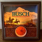 1984 VTG Busch Beer Western Theme 3D Electric Clock Sign Maple Inn Beavertown PA