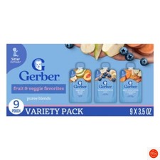 Gerber Toddler Food Pouch Variety Pack - Fruit  Veggie, 3.5oz/9pk