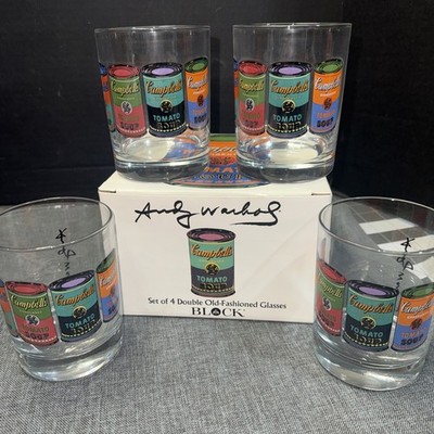 Andy Warhol Campbells Soup Set of 4 Double Old-Fashioned Glasses