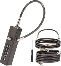 4-Digit Combination Cable Lock with 3 Steel Cables for Secure Protection