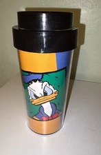 Vintage Disney Donald Duck Travel Coffee Tumbler Cup Thermoserve Sipper