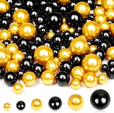 2000PCS Pearls for Crafting, Black Gold No Hole Beads for Centerpieces Vases, As
