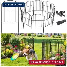 Decorative Garden Fence Outdoor, Total 10.5ft L x 24in H , Rustproof Metal La