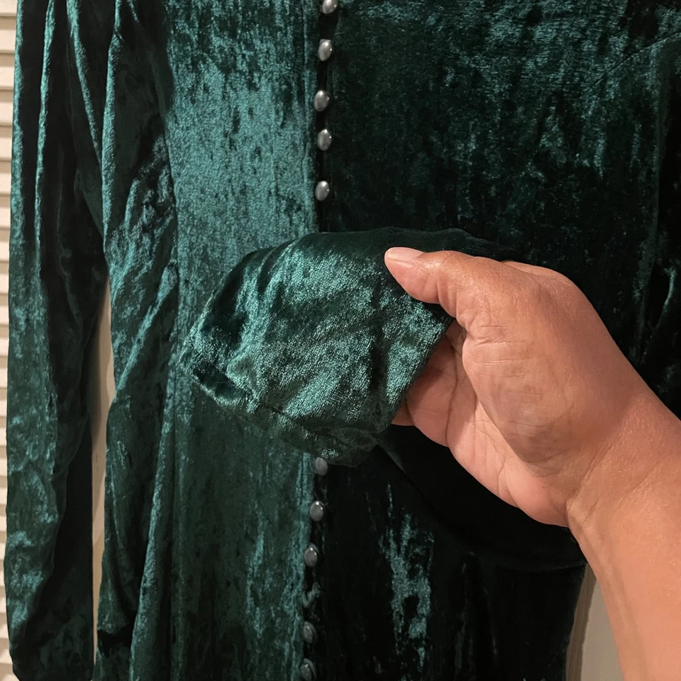 Платье макси Papillon изумрудно-зеленое бархатное 90-е готическое гранж принцесса со швом M - Изображение 4 из 4