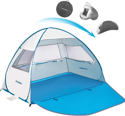 Pop up Tent for 4 Person Family, Beach Tent Sun Shelter with UPF 50+ UV Protecti