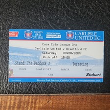 Ticket Stub Carlisle United V Brentford 2009 / 2010 League One
