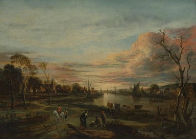 Tranquil River Landscape Wall Art Poster - Classic Pastoral Scene