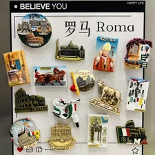 Rome Italy Landmark Metal Magnet – Colosseum Pantheon Trevi Fountain Souvenir