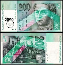Slovakia 200 Korun, 1995, P-37, UNC, Commemorative, Overprint, 2000 Millennium