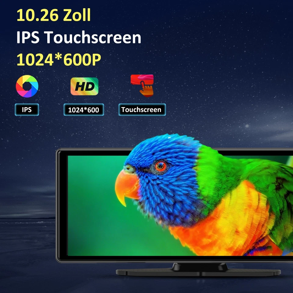 10.26" Zoll Tragbarer Apple CarPlay und Android Auto Wireless Display Autoradio - Bild 3 von 4