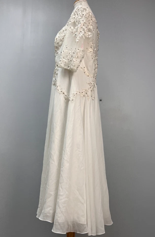 Vestido formal JJ's House marfil cuello redondo hasta el té con lentejuelas talla 16W 204911 Foto 3 de 4