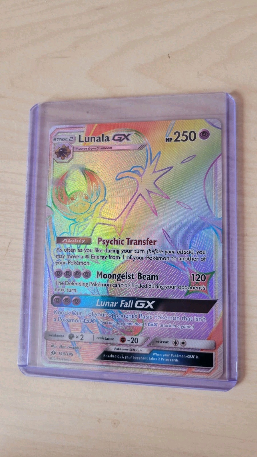 Lunala GX 153/149 Holo Secret Rare - NM - Pokemon Card - Sun & Moon