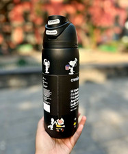 Owala FreeSip 32oz Stainless Steel Push Button Water Bottle Black Snoopy