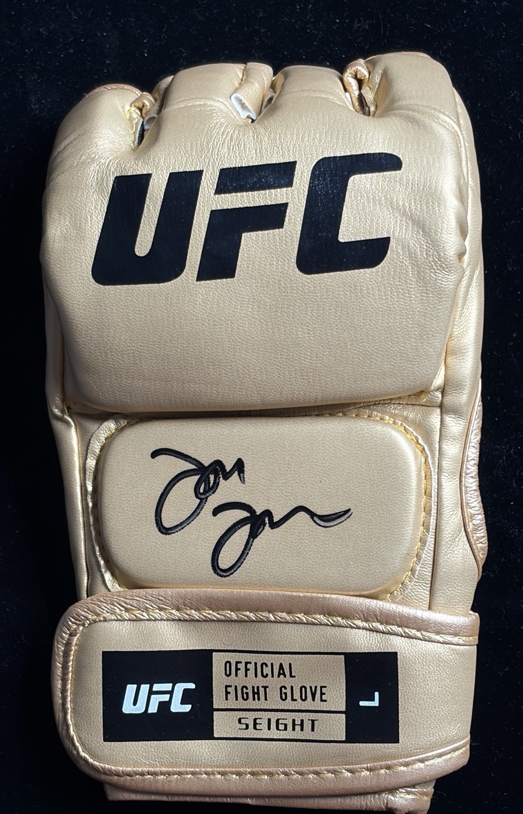 Jon Bones Jones Autographed Signed JON BONES JONES Gold UFC MMA Fighting Glove BAS COA 