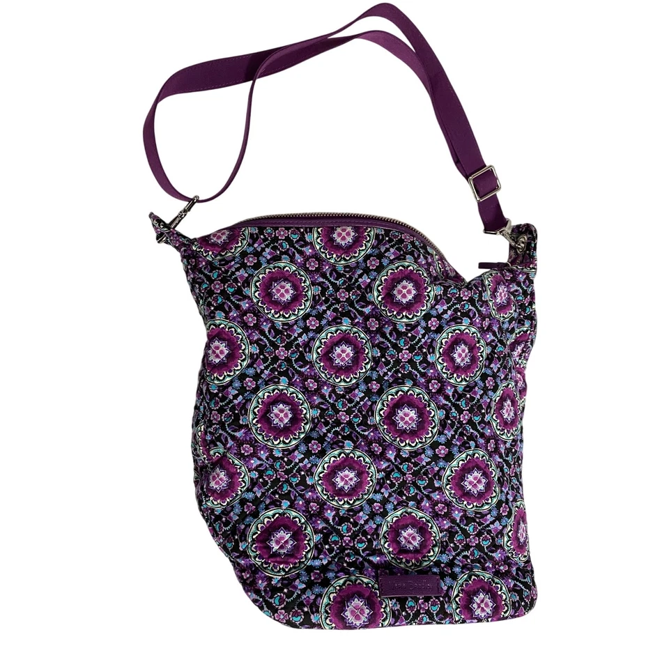 Vera Bradley Quilted Handbag Purple Floral Print Shoulder Bag – Classic Style