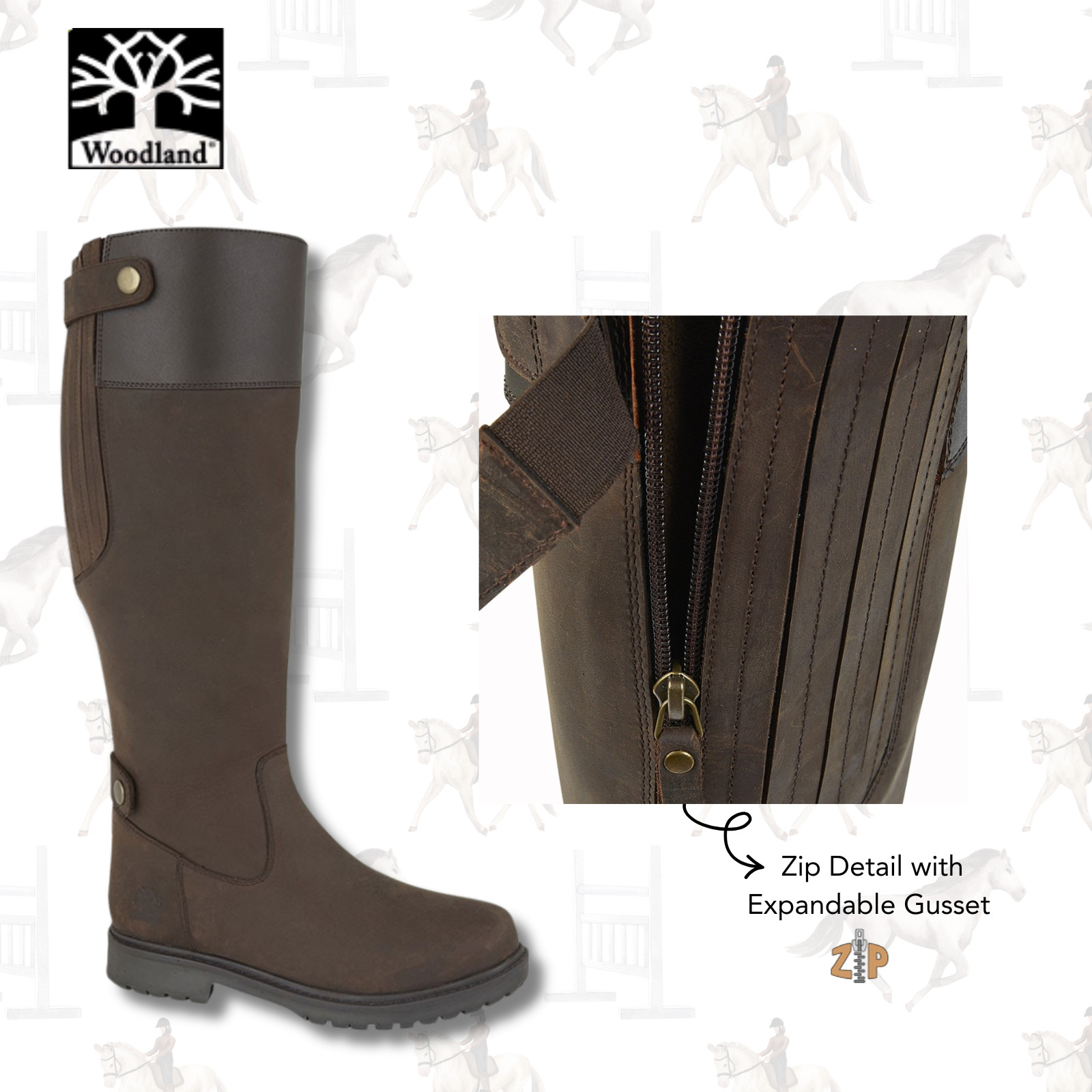 Ladies Woodland Waxy Leather Waterproof  Equestrian Tall Walking Country Boots image 2